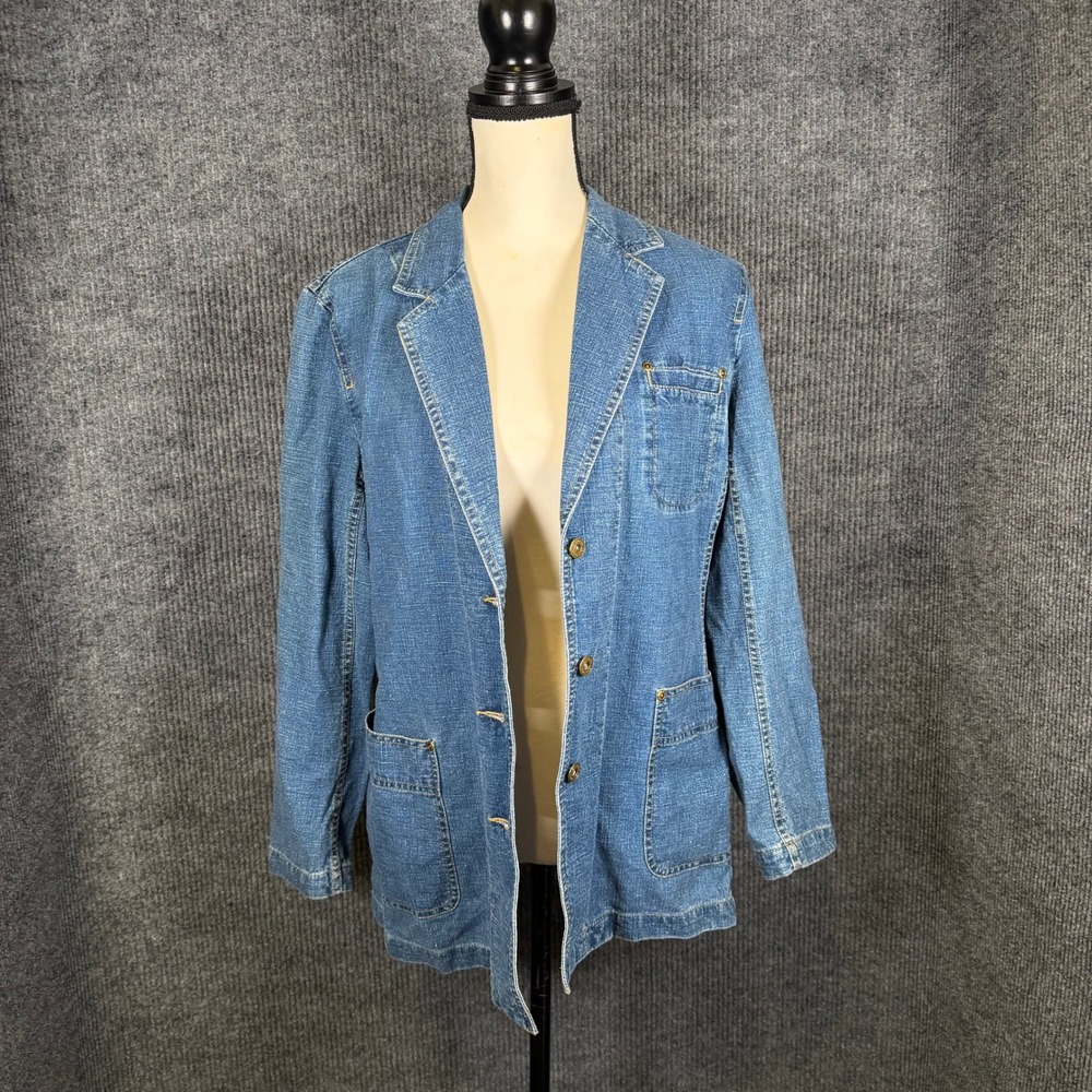 Vintage 90s Lizwear Liz Claiborne Unstructured Lightweight Denim Blazer Womens S